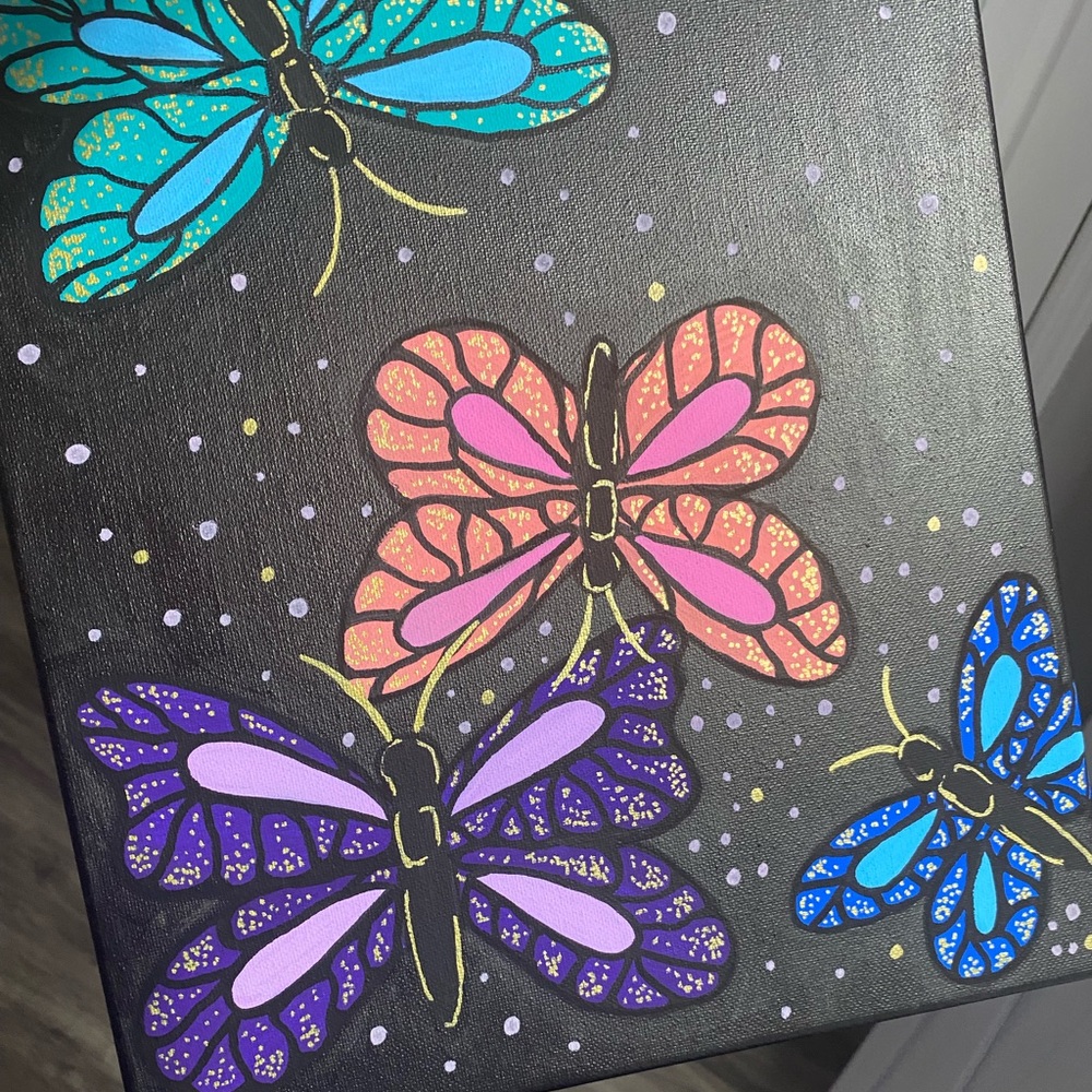 Hand Crafted Vibrant Butterfly Canvas - Picture 7 of 7